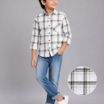 Boys' Classic Plaid Button-Down Shirt | White, Olive & Black Check