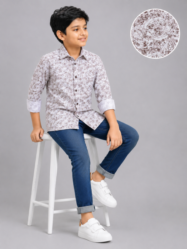 Boys' Elegant Floral Print Casual Shirt - Image 4