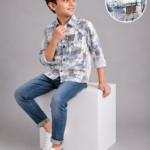 Boys' Modern Abstract Print Long Sleeve Casual Shirt