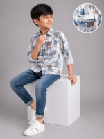 Boys' Modern Abstract Print Long Sleeve Casual Shirt