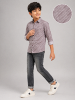 Boys' Mauve Geometric Stripe Button-Down Shirt