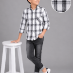 Boys' Black & White Plaid Casual Full Sleeve Shirt