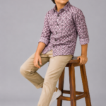 Boys' Stylish Mauve Geometric Print Casual Shirt