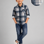 Boy's Timeless Navy & Grey Plaid Button-Down Shirt