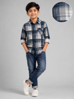 Boy's Timeless Navy & Grey Plaid Button-Down Shirt