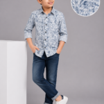 Boys' Cool Blue Abstract Print Casual Shirt