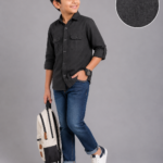 Boy's Charcoal Dual Pocket Casual Shirt