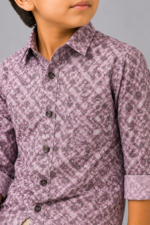 Boys' Stylish Mauve Geometric Print Casual Shirt - Image 2