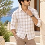 Men's Luxury Linen-Blend Check Casual Shirt