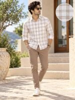 Men's Luxury Linen-Blend Check Casual Shirt - Image 2