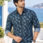 Midnight Bloom Premium Floral Long-Sleeve Shirt for Men
