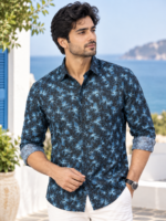 Midnight Bloom Premium Floral Long-Sleeve Shirt for Men