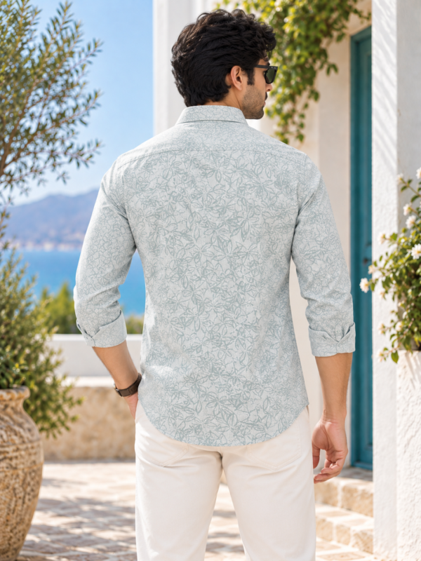 Coastal Breeze Men's Printed Long-Sleeve Cotton Shirt - Image 4