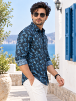 Midnight Bloom Premium Floral Long-Sleeve Shirt for Men - Image 2