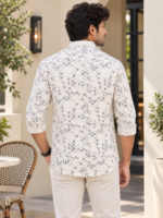 Modern Mediterranean Print Long-Sleeve Cotton Shirt - Image 4