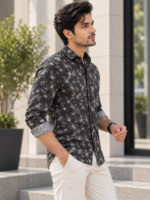 Midnight Flora Slim-Fit Printed Long Sleeve Shirt - Image 2