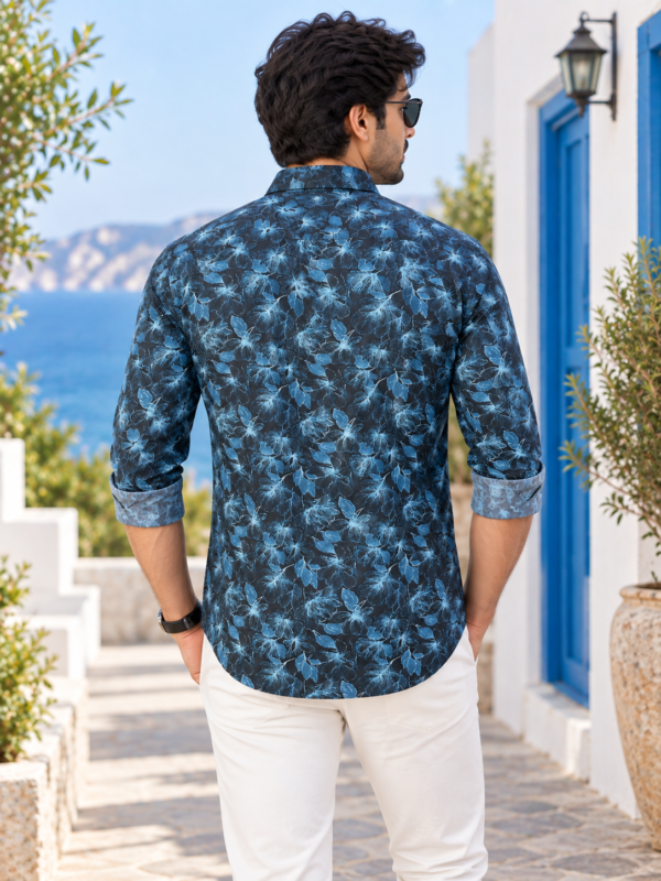 Midnight Bloom Premium Floral Long-Sleeve Shirt for Men - Image 4