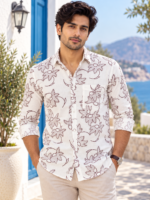 Coastal Bloom Linen-Blend Button-Down Shirt