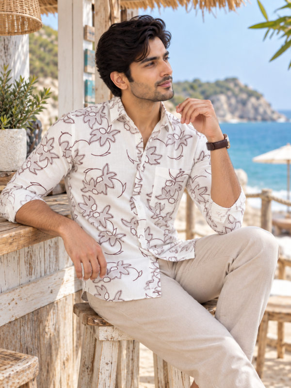 Coastal Bloom Linen-Blend Button-Down Shirt - Image 2