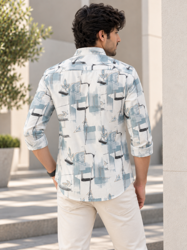 Abstract Art Print Long Sleeve Shirt for Men - Image 4