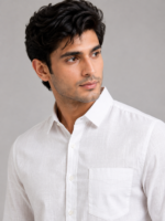 Premium White Textured Casual Shirt for Men - Image 3