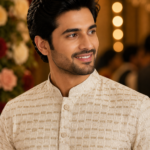 Ivory Textured Ethnic Kurta for Men