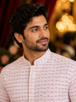 Elegant Blush Pink Textured Men's Ethnic Kurta - Image 2
