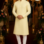 Sunshine Yellow Textured Ethnic Kurta for Men