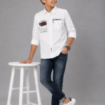 Boys Crisp White Casual Printed Shirt - Bay of Islands Collection