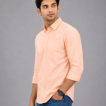 Premium Peach Men's Cotton Casual Button-Down Shirt