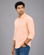 Premium Peach Men's Cotton Casual Button-Down Shirt