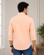 Premium Peach Men's Cotton Casual Button-Down Shirt - Image 4