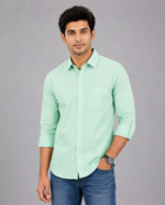 Men's Premium Mint Green Slim Fit Cotton Casual Shirt