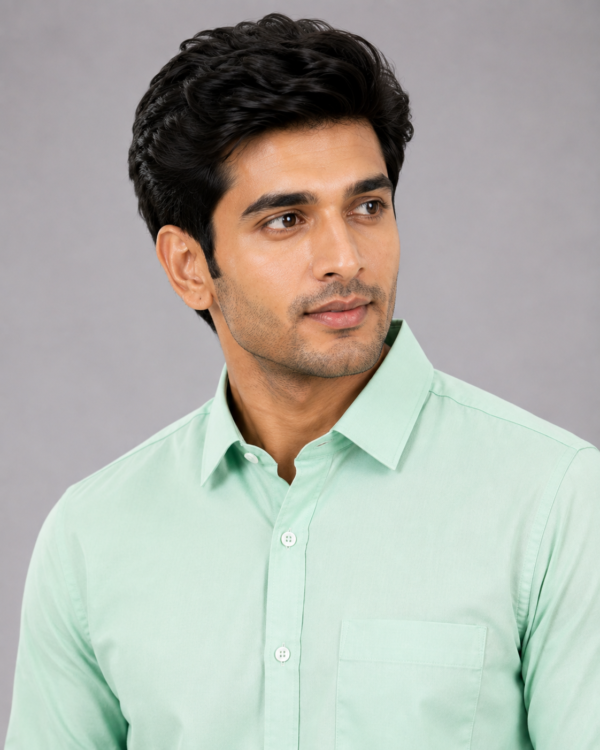 Men's Premium Mint Green Slim Fit Cotton Casual Shirt - Image 4