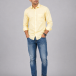 Classic Men's Pastel Yellow Button-Down Cotton Shirt