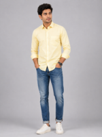 Classic Men's Pastel Yellow Button-Down Cotton Shirt