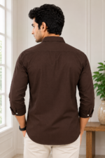 Premium Espresso Brown Textured Formal Shirt for Men - Image 2