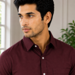 Men's Premium Burgundy Patterned Formal Shirt