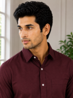 Men's Premium Burgundy Patterned Formal Shirt
