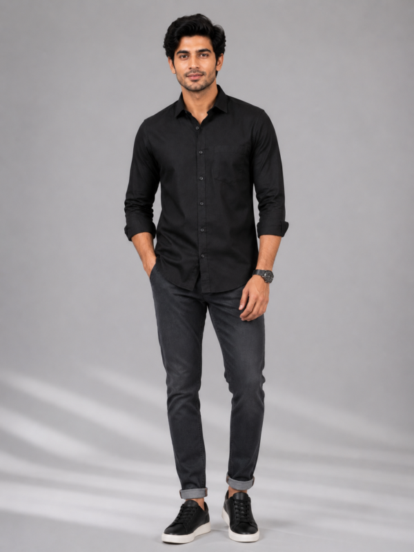 Essential Men's Black Formal Dress Shirt | Premium Cotton Blend - Image 4