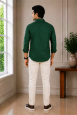 Men's Premium Emerald Green Solid Cotton Shirt - Image 2