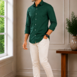 Men's Premium Emerald Green Solid Cotton Shirt