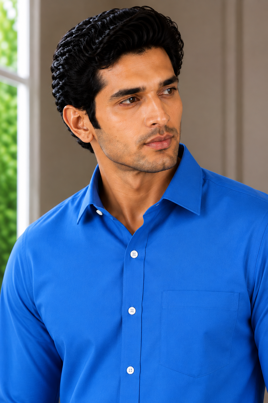2026/08/1001564555.png Men's Classic Royal Blue Professional Dress Shirt - Image 1