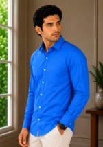 Men's Classic Royal Blue Professional Dress Shirt - Image 3