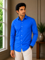 Men's Classic Royal Blue Professional Dress Shirt - Image 2