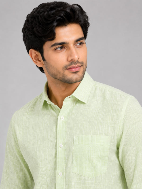 Light Green Textured Men's Casual Shirt - Image 5