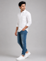 Premium White Textured Casual Shirt for Men - Image 2
