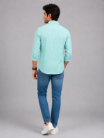 Men's Premium Mint Green Textured Cotton Shirt - Image 2