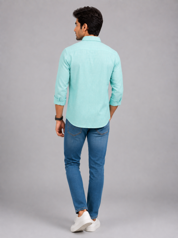 Men's Premium Mint Green Textured Cotton Shirt - Image 2