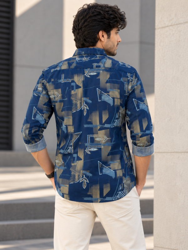 Modern Abstract Geometric Print Men's Casual Shirt - Image 4